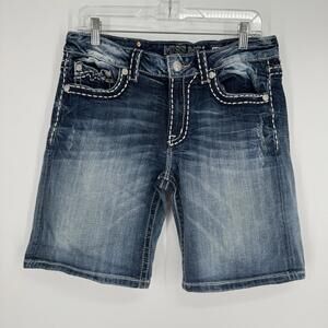 Miss Me shorts womens 28 blue boyfriend bermuda modest y2k 90s denim beach